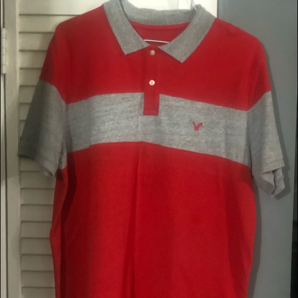 American Eagle Outfitters Red & Gray Cotton Polo Sz XL